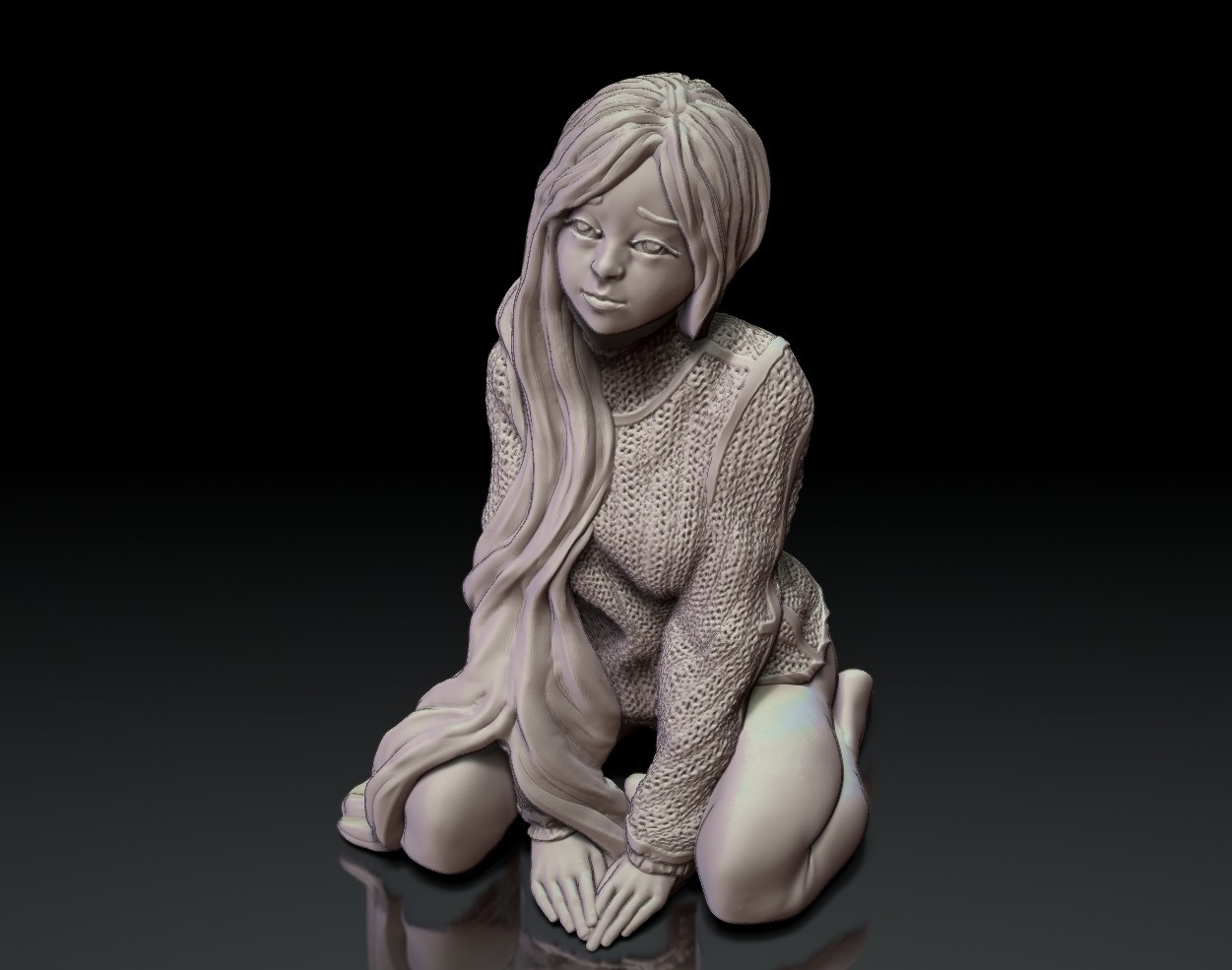 3D Printed Sitting Girl Figure